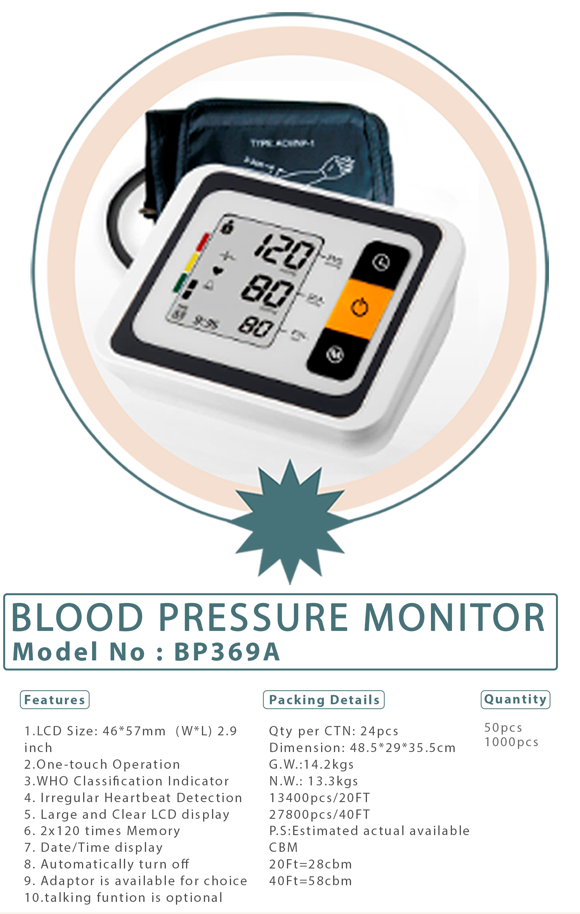 Blood Pressure Monitor - Model No BP369A