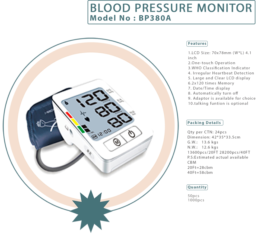 Blood Pressure Monitor - Model No BP380A